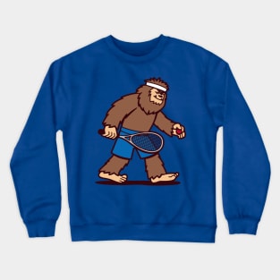 Funny Kawaii Cute Bigfoot Sasquatch Playing Squash Funny Sports Cartoon Crewneck Sweatshirt